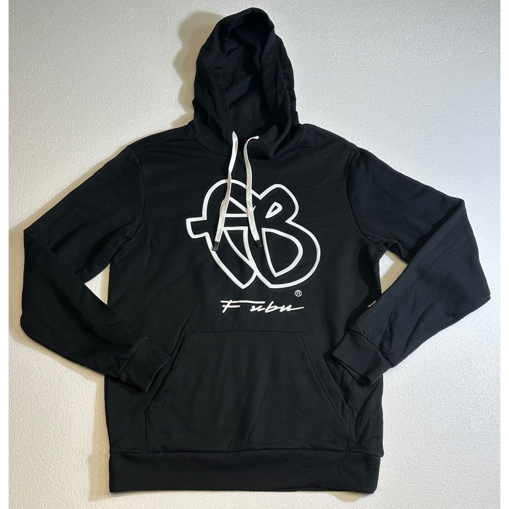 FUBU Black Hoodie Sweatshirt Graphic Logo Spellout XL 46-48 Casual Streetwear
